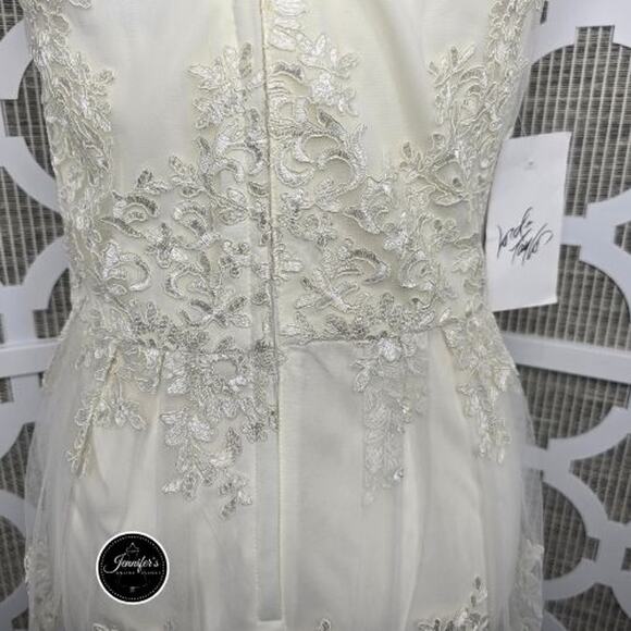Taylor NWT Cream Embroidered Lace Sleeveless Fit & Flare Dress Size 10 - Picture 9 of 14
